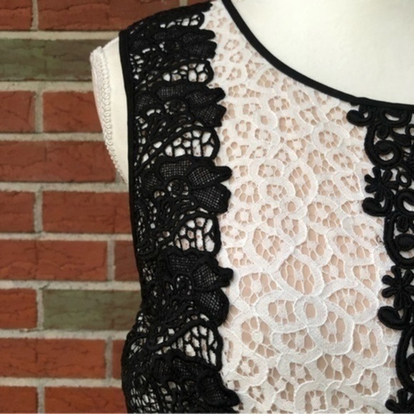 CeCe Floral Lace Sheer Black White Sleeveless Dress 👗 - Picture 2 of 10